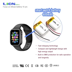 Factory Direct Sale 3.7v 600mah Rechargeable 902530 Lipo Cell Prismatic Lithium Polymer Battery for Laptop Smart Watch