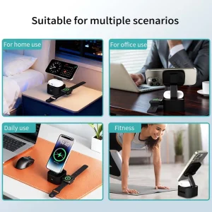 Factory GY-W24 charging station folding stretched Type-C fast 25W 3-in-1 phone watch earphone wireless charger