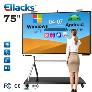 Factory OEM 4K UHD LCD IFPD Display 75 Inch 20 Point IR Touch Screen Interactive Android Windows Smart Whiteboard Teaching 120Hz