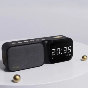 Factory OEM Alarm Clock with Custom Multi-functional Wireless BT Speaker Alarm Clock FM Radio LED Digital BT Smart Speaker