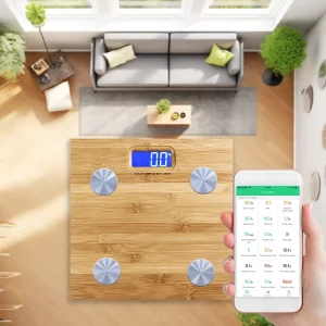 Factory OEM Low Price Bamboo Platform Digital Body Fat & BMI Weighing Scale with 180kg Capacity Electronic Bathroom Scale
