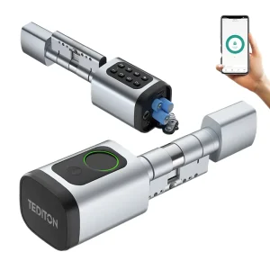 Factory Offer Euro Profile Tuya BLE Digital Smart Lock Cylinder Fingerprint & Password Access Black & Silver