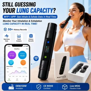 Factory Portable for Aluminum Alloy Breathing Exercise Assistant APP Real-Time Data Dual Channel Inhale Exhale 3 Level