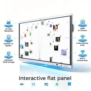 Factory Price 65 Inch All In One Smart Board LCD Display AI 48MP Camera Android Windows Conference FCC CE ROSH Cert for business