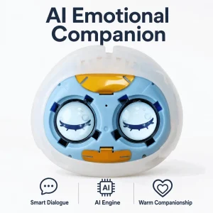 Factory Price AI Powered Companion Robot Blue Spherical Emotional Assistant for Kids Birthday Holiday Gift