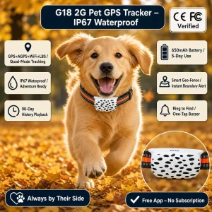 Factory Price Best Selling Waterproof Plastic AGPS Mini GPS Pet Tracker G18 Dog Cat Collar with Free Mobile APP