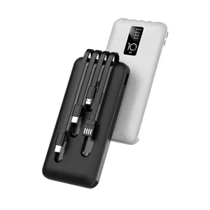 Factory Price New Portable Charger Built in Cable Digital Display Power Bank 10000mAh 4 in 1 Power Bank Station for Outdoor