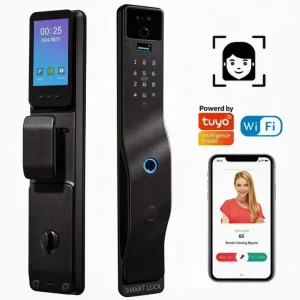 Factory Price Tuya WiFi Smart Security Camera Lock with 3D Face & Fingerprint Recognition Video for Wood Doors