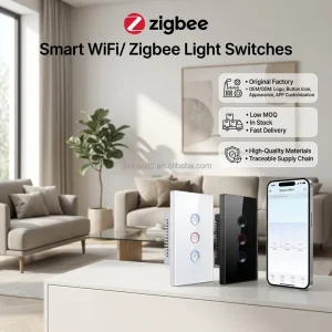 Factory Produce Zigbee Wifi Smart Switch 2 Way 100v 240V US AU Remote Control Wireless Home Concave groove Button 1 2 3 4 Gang