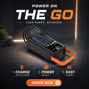 Factory Solar Power Bank 50000 60000 80000mAh Built in Cables Fast Charging LED Digital Display Portable Power Station