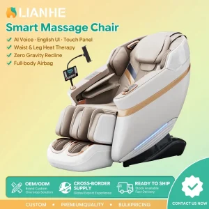 Factory Supply AI Smart Heated Massage Chair Recliner Zero Gravity Full Airbag Wrap Waist Therapy OEM English UI