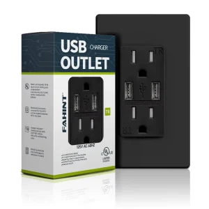 Fahint ul Listed Smart Usb Electrical Outlet Socket with 2 Usb Ports 15 Amp Usb Charging Station Wall Outlet for Bedroom