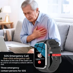 Fall Alert GPS SOS Senior Elderly Smart Watch 4G SIM Card IP66 Waterproof Smart Bracelet with Heart Rate Tracking Call Reminder