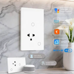 Family Sharing APP Control US Standard Thailand Type 3 Pole Smart Power Outlet Socket and 1 Gang Wi-Fi Switch