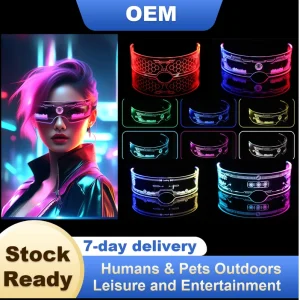 Fancy LED Visor Luminous Cyberpunk Futuristic Cosplay Glasses Acrylic Customizable Colorful Lighting Music Festival Cheering