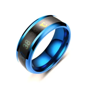 Fashion Personalized Smart Intelligent Temperature Ring Titanium Steel Engraving Smart Temperature Sensing Ring for Engagement