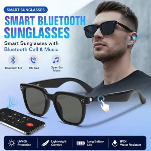 Fashion Square Smart for Sunglasses Fast Charging Anti Blue Light Glasses for Music Listening and Call Making