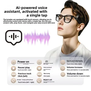Fashionable AI Photochromic Smart Glasses with Open Ear Audio Glasses Suitable for Outdoor Use