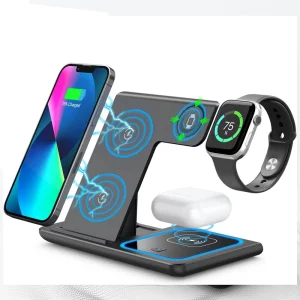 Fast Portable Wireless Charger 3 in 1 Wireless Charging Station Fast Wireless Charger Stand for iPhone 14 13 12 11 Pro Max XS