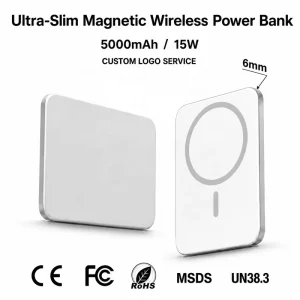 Fast Power Bank 5000mAh Ultra Slim 6mm Magnetic Wireless Power Bank PD 15W Type C Quick Charging for Mobile Devices