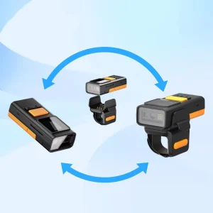 Finger Ring 2D Barcode Scanner Hands Free Wearable QR Bar Code Reader with LCD Display Adjustable Strap Mini Wireless Scanner