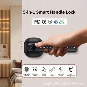 Fingerprint Password ID Card Remote Unlock for Smart Door Lock Aluminum Alloy Wooden Door Home Office Factory
