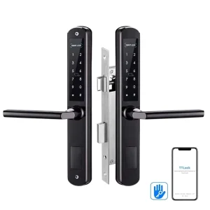 Fingerprint Smart Lock with Key & Code Entry IP65 Waterproof Unlock Suitable Wood/Aluminum Doors for A210-BN