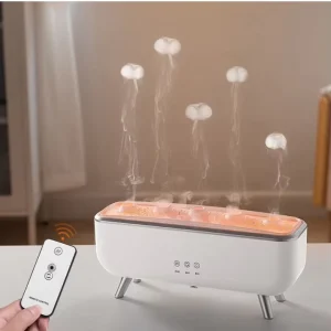 Fire Flame Aroma Diffuser 300ml Ultrasonic Cool Mist 7 Colors LED Night Light Remote Control Jellyfish Essential Oil Diffuser