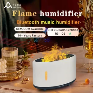Flame Humidifier Wireless Speaker 200ml Essential Oil Aroma Diffuser with Remote Control