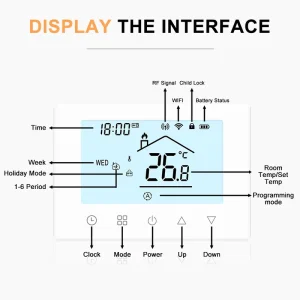 Flat Mounted Tuya Smart RF Thermostat for Gas Boiler Battery Thermostat of Digital WiFi RF Wireless Gas Boiler Thermostat