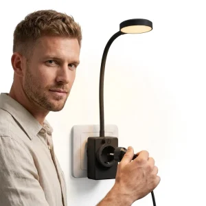 Flexible CCT LED Socket Light Euro Wall Plug Portable Smart Touch Stepless Dimming Friendly White Hotel Bedside Reading Lamp