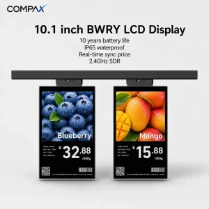 Flexible Order 10.1” Dual Screen 300cd/m Brightness BLE LCD ESL Wireless Digital Price Tag Indoor Store Deployment