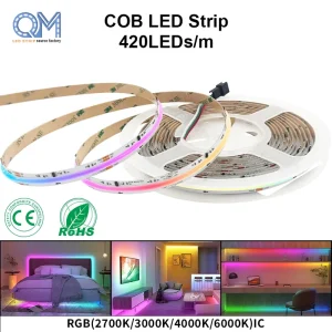 Flexible RGB COB LED Strip Light 10MM 576LEDs 14W DC12V 24V Cuttable Warm Cold White Color changing for Indoor KTV Lighting
