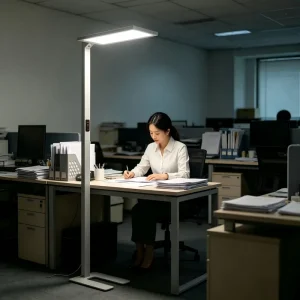 Floor Lamp Aluminum Touch Control Adjustable Color Temp 2700-6500K LED 120lm/W Dimmable Silver Square Metal Shade Office