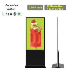 Floor Standing Android Window LCD Totem Kiosk Touch Screen Vertical Digital Signage Animation IP54 Rated 55 Inch Shopping Mall