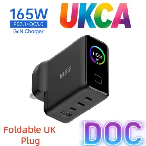 Foldable 165w 140w Gan 100w 65w Charger Gan PD Mobile Laptop Usb c Fast Uk Plug Charger with Display Type c Usb c Fast Chargers