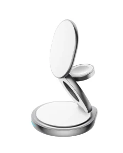 Foldable 360 Rotating 3 in 1 Wireless Charging Stand with QC3.0 9V 2A 15W Magnetic Wireless Charger for Phones Watches Earbuds