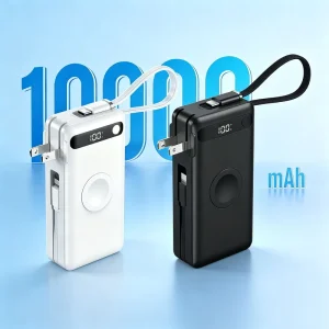 Foldable AC Wall Charger Plug PD20W Portable Travel Watch Wireless Powerbank 10000mAh Power Banks Built in Cables
