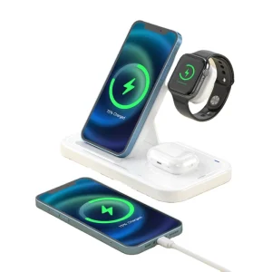 Foldable Qi2.0 Wireless Charger Station 10W Output Power Stand Up Magnetic Wireless Charging Pad Earphones