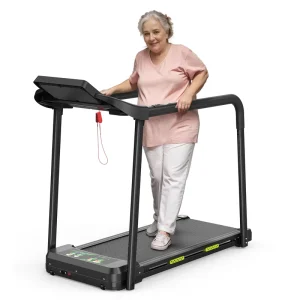 Foldable Treadmill with Armrests Smart Rehabilitation & Home Fitness Equipment for Elderly Compact Design Indoor Treadmill