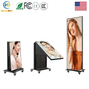 Folding LED Totem Poster Display Indoor Outdoor Commercial Digital Signage Screen with HDR10+ IP65 Waterproof 3000cd Brightness