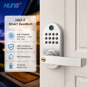 For 304 Stainless Steel Smart Electronic Lock IP65 Fingerprint Password Keyless Entry Single Latch Wood Memory Card Residential