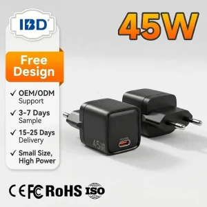 For 45W GaN II PPS Fast Compact Mini Type C PD USB Wall Travel Charger for Macbook Laptop Tablet Earphone Foldable Design