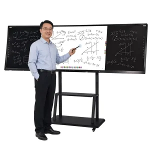 For 75 Inch Smart Nano Blackboard 3 1 Push Pull Interactive Electronic Whiteboard 4K LED Magnetic Writing IR Touch 20 Point