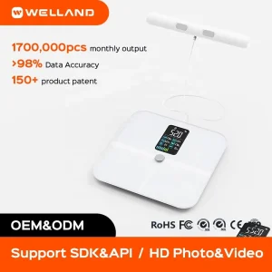 For 8 Electrode Smart Analyzer Body Fat Scale Digital BMI Muscle for Measurement 0.1kg Home Use App OEM Customization