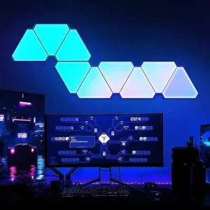 For APP Modern White Triangle Lights Panels LED Smart Control Game Sync RGB Voice Control Google Alexa LED Light Panel