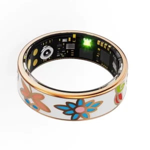 For Enamel Color Flower Design Smart Ring with 18mAh Battery Sleep Heart Rate Monitoring Sports Step Counter Waterproof