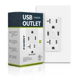 For Listed Smart Wall Socket USB Type C 2 Ports Copper High Amperage 3.6A 18W Tamper Resistant Home Use