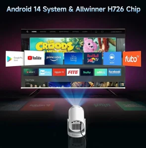 For Newest Model for HY320Pro Portable Projector Android 14 1080P 400 ANSI Lumens Built in Speakers Home Theater LED 8K
