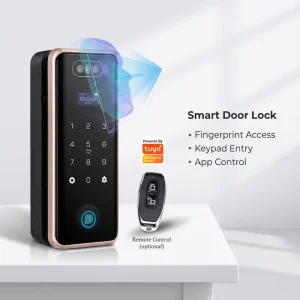For Office Glass Door Smart Lock with WiFi Tuya App Fingerprint Card Key Code Unlock Grade C Security for Hotel Use